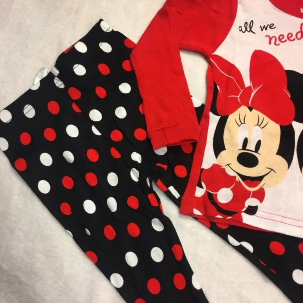 Disney Junior Mickey Minnie Pajama Set Kids 2T Red NWT Polka Dot Snug Fit